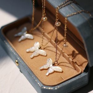 18K Gold Plated Butterfly Mother Of Pearl Necklace Pendant